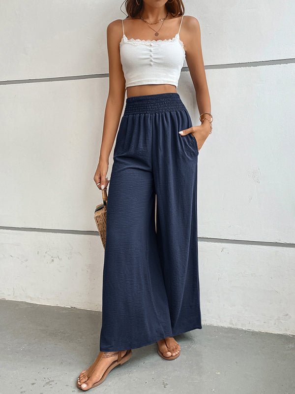 New casual solid color flared wide - leg pants - Bottoms